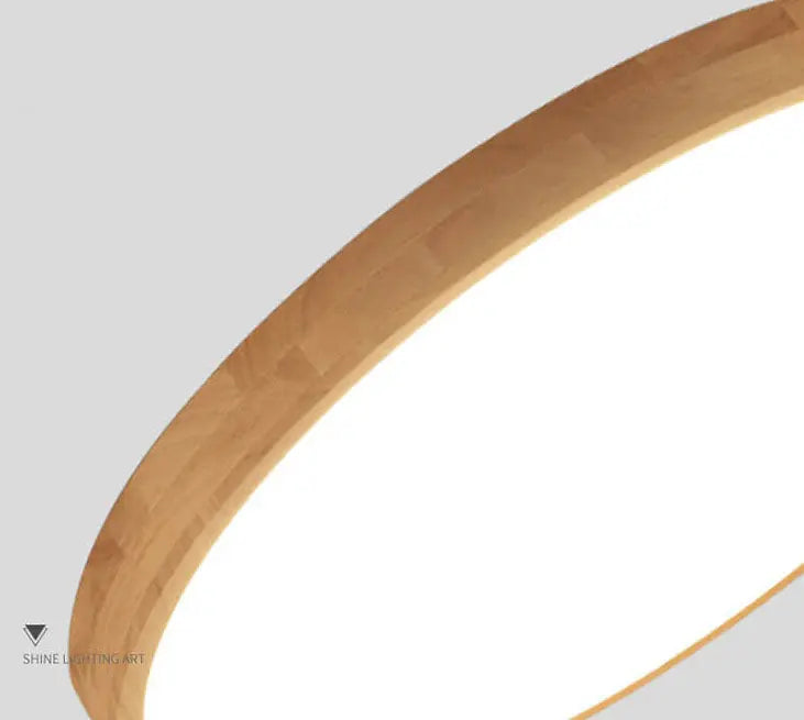 Nordic Solid Wood Round Ultra-Thin LED Flush Mount Ceiling Light Cuvalon