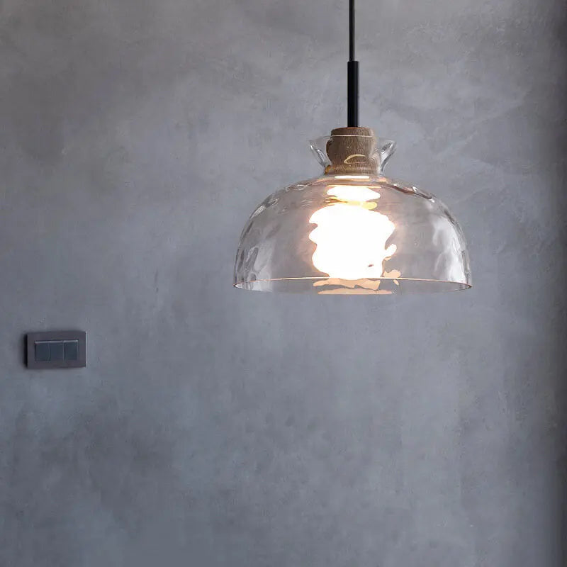 Nordic Clear Rippled Glass Shaded 1-Light Pendant Light Cuvalon