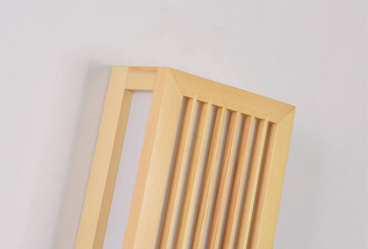 Simple Solid Wood Rectangular 1-Light Japanese Wall Sconce Lamp Cuvalon