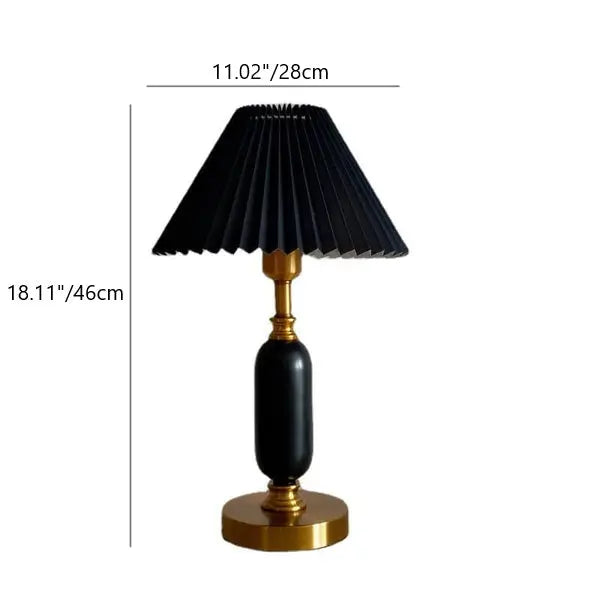 Retro Pleated Shade Column Base 1-Light Table Lamp Cuvalon