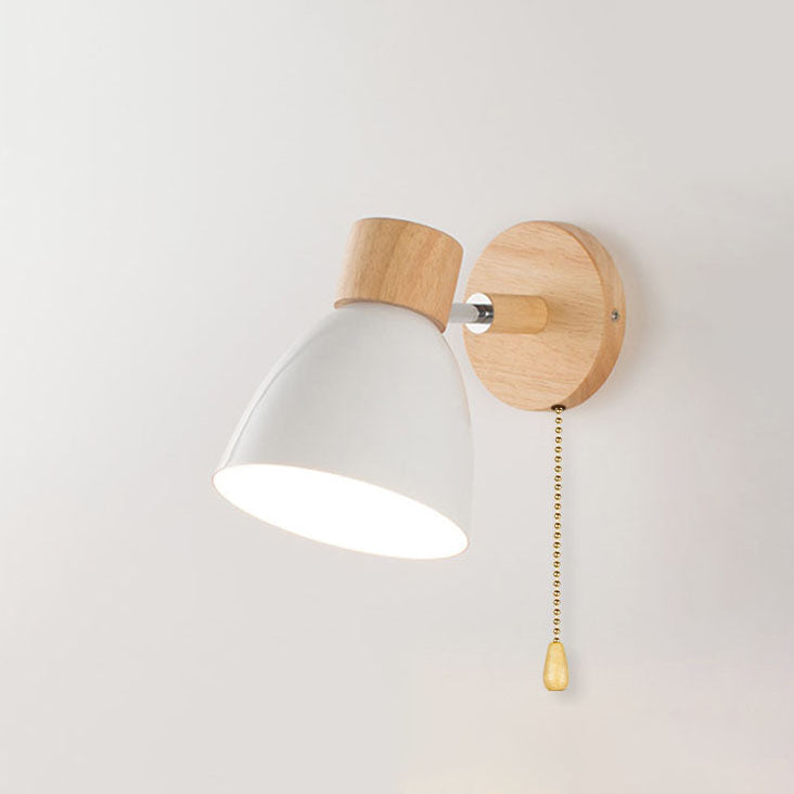 Modern Minimalist Solid Color Macaron Iron Wood 1-Light Wall Sconce Lamp Cuvalon