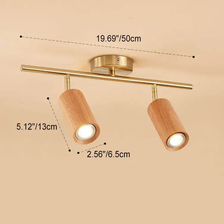 Nordic Minimalist Walnut Wood Spotlight Linear Track 1/2/3/4 Light LED Semi-Flush Mount Ceiling Light Cuvalon
