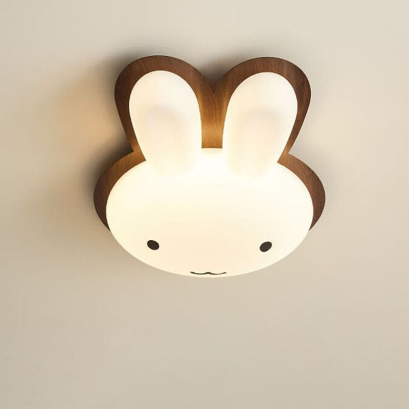 Modern Funny Bunny Kids Iron Acrylic LED Flush Mount Light Cuvalon