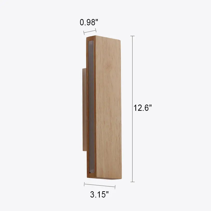 Japanese Minimalist Log Rectangular Flat Rotatable LED Wall Sconce Lamp Cuvalon