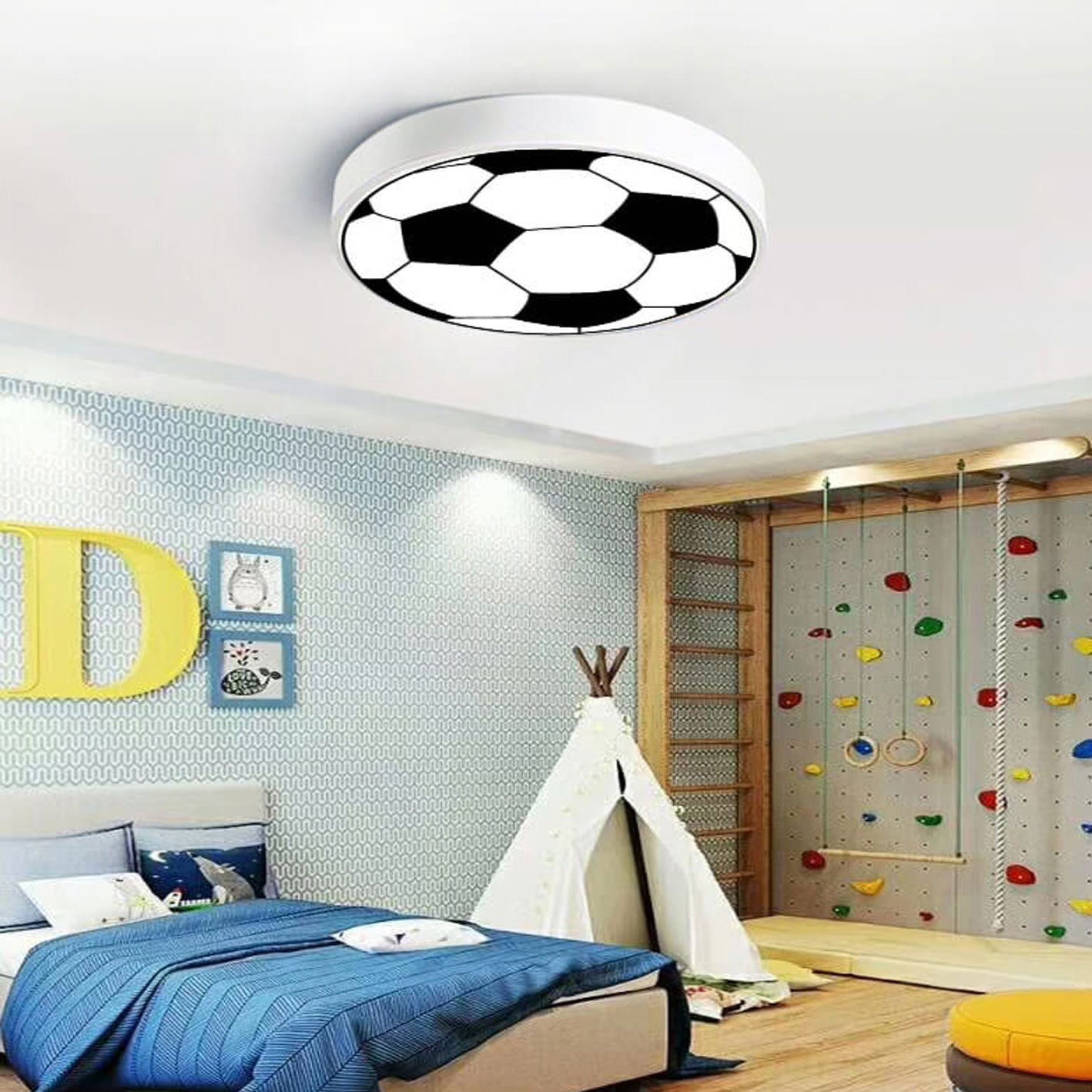 Cartoon Creative Round Football LED Kids Flush Mount Ceiling Light Cuvalon