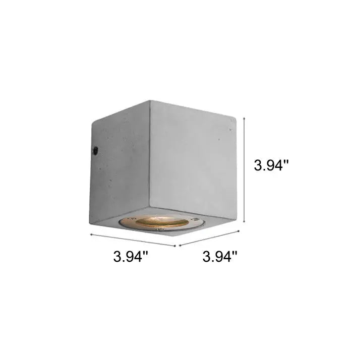 Industrial Cement Square Outdoor 1-Light Waterproof Wall Sconce Lamp Cuvalon