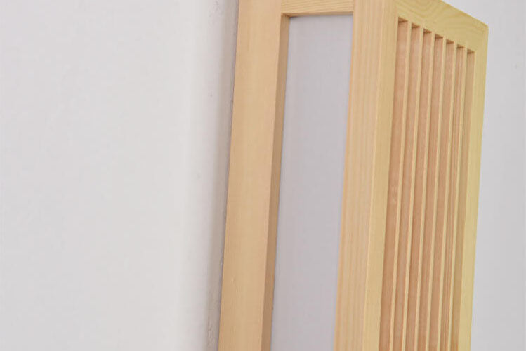 Simple Solid Wood Rectangular 1-Light Japanese Wall Sconce Lamp Cuvalon