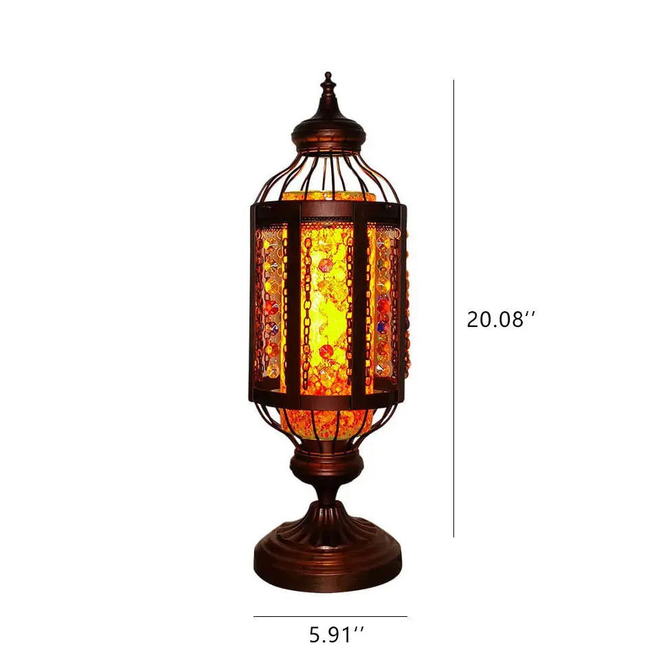 Vintage Turkish Stained Glass Lantern 1-Light Table Lamp Cuvalon