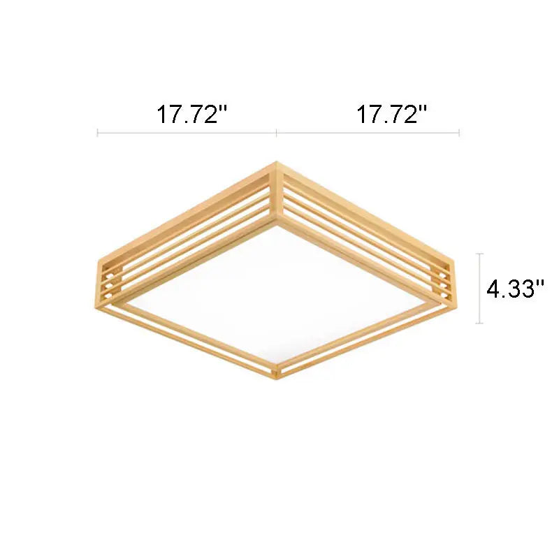 Nordic Solid Wood Square LED Japanese Tatami Flush Mount Ceiling Light Cuvalon