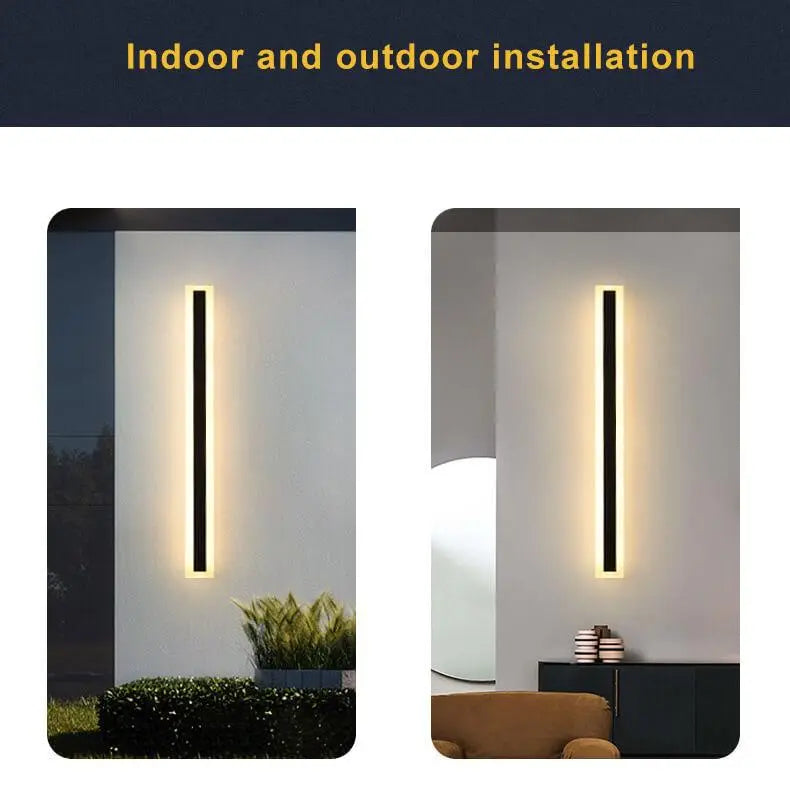 Minimalistic Elongated Bar Shaped 1-Light LED Acrylic Outdoor Waterproof Wall Light Cuvalon