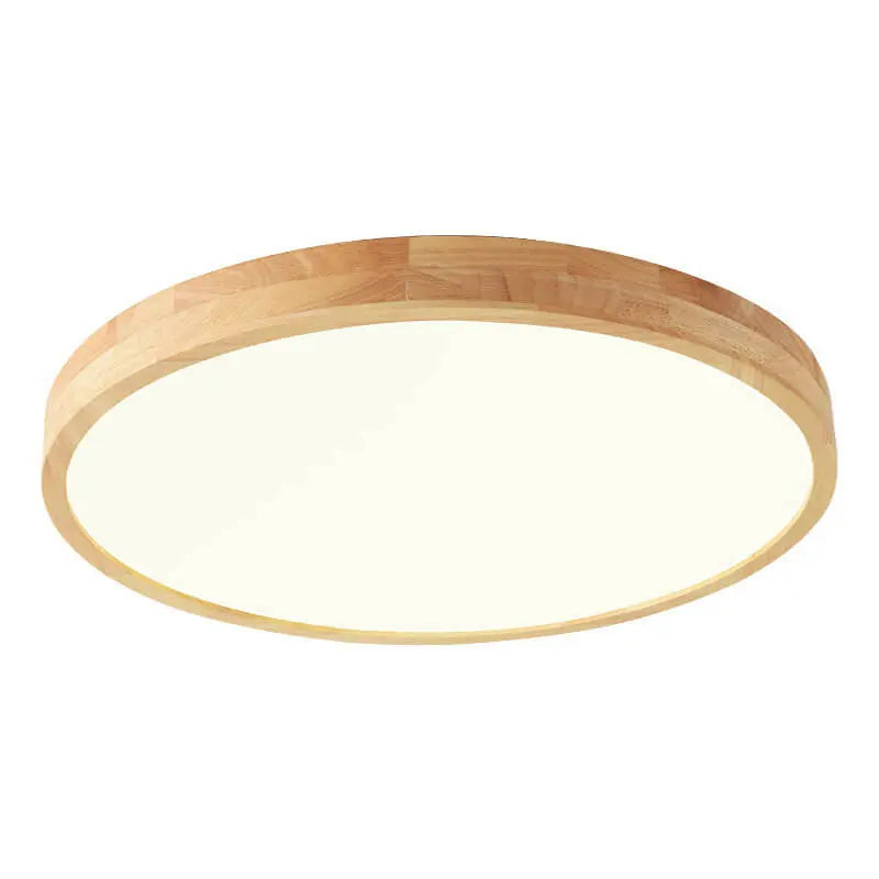 Nordic Solid Wood Round Ultra-Thin LED Flush Mount Ceiling Light Cuvalon