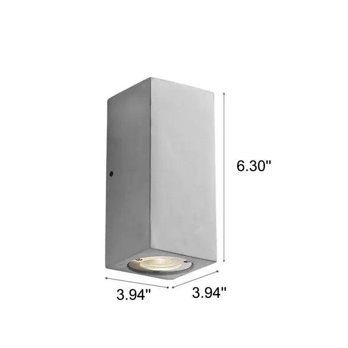 Industrial Cement Square Outdoor 1-Light Waterproof Wall Sconce Lamp Cuvalon