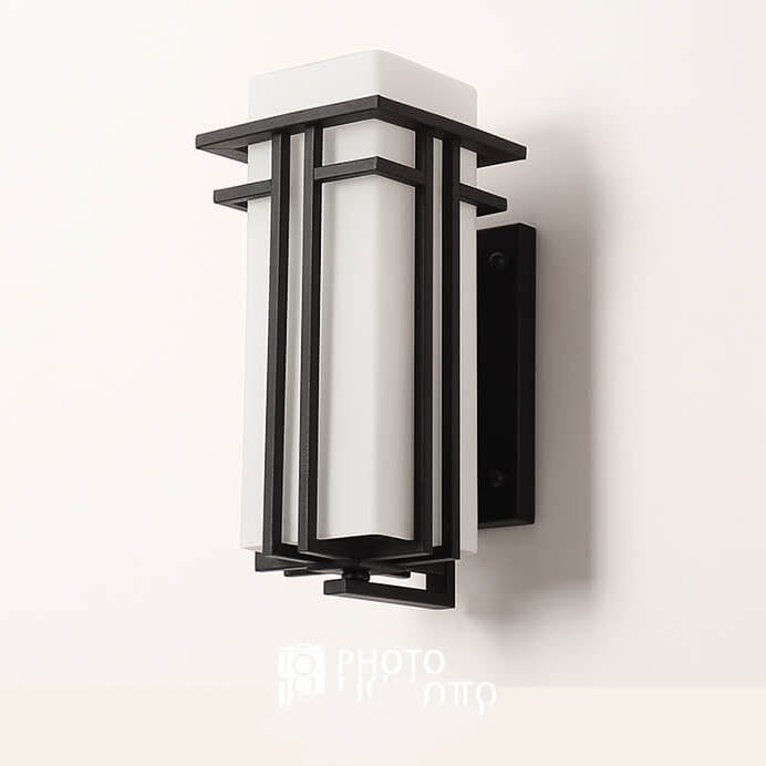 Modern Glass Square Iron 1-Light Waterproof Outdoor Wall Sconce Lamp Cuvalon