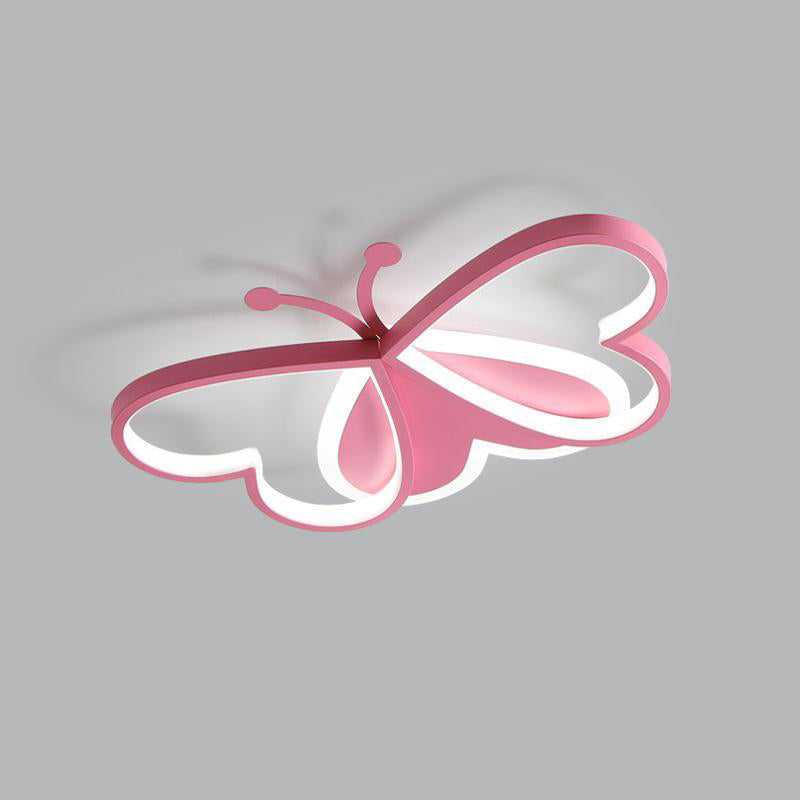 Modern Art Deco Acrylic Kids Butterfly Shape LED Flush Mount Light For Bedroom Cuvalon