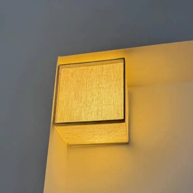 Traditional Japanese Square Fabric Shade LED Wall Sconce Lamp For Living Room Cuvalon