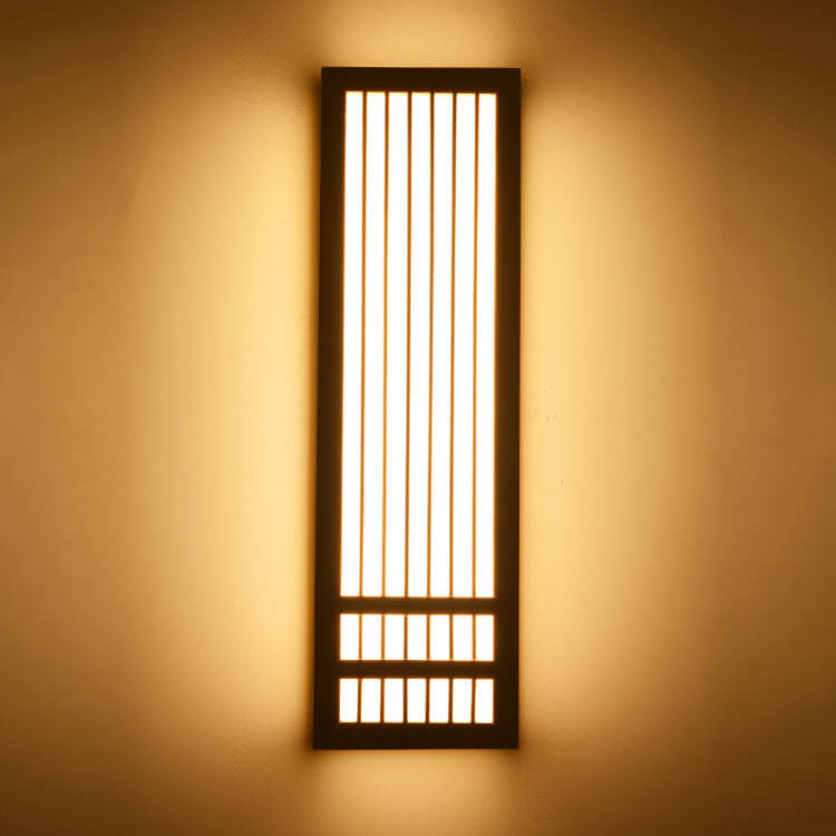 Simple Solid Wood Rectangular 1-Light Japanese Wall Sconce Lamp Cuvalon