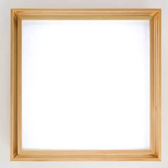 Nordic Solid Wood Square LED Japanese Tatami Flush Mount Ceiling Light Cuvalon