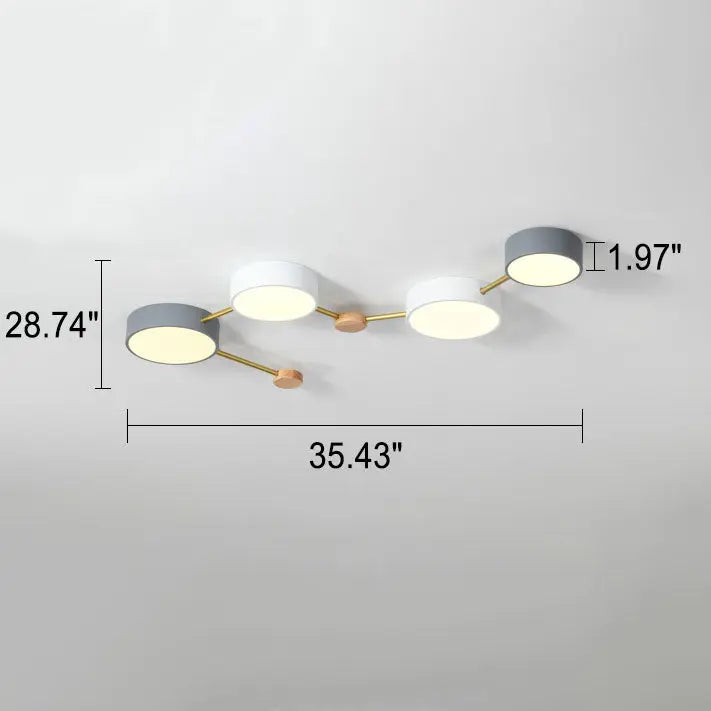 Scandinavian Minimalist Solid Wood Iron LED Flush Mount Lighting Cuvalon