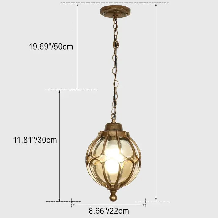 Traditional European Waterproof Aluminum Iron Glass Ball 1-Light Pendant Light For Outdoor Patio Cuvalon