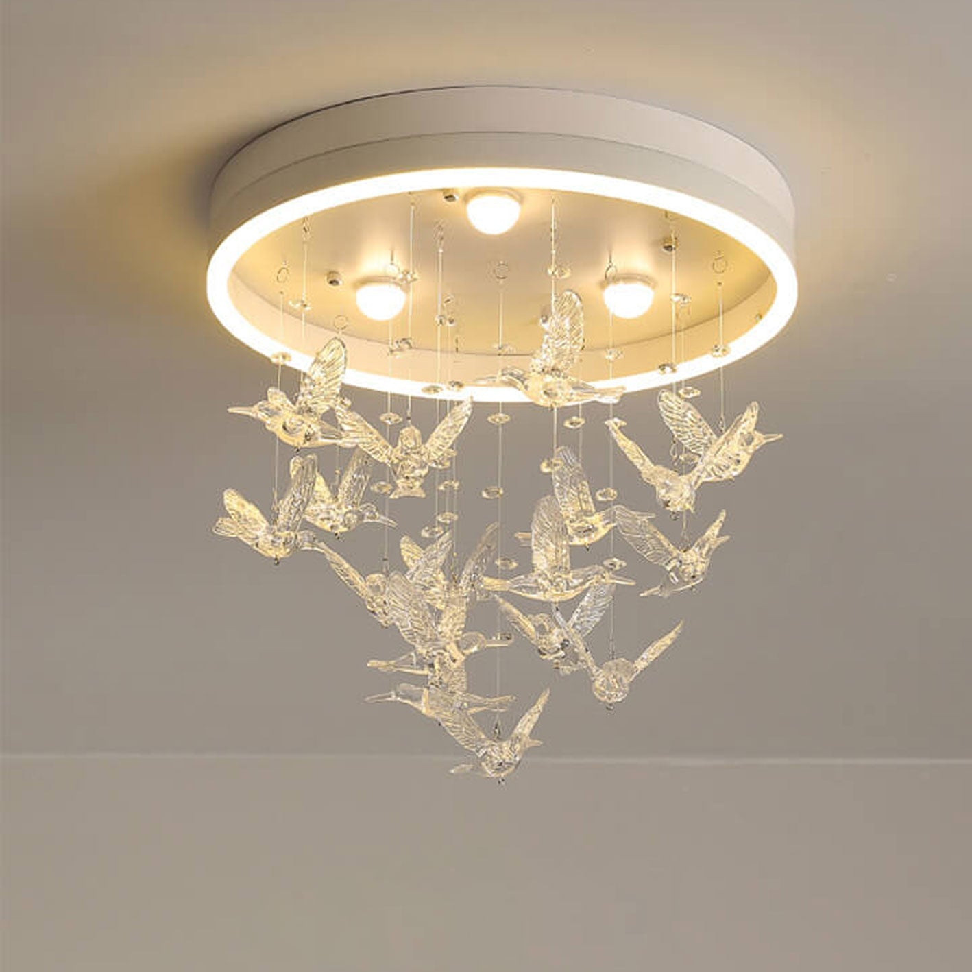 Modern Creative Cartoon Round Bird / Skirt Hanging LED Flush Mount Ceiling Light Cuvalon