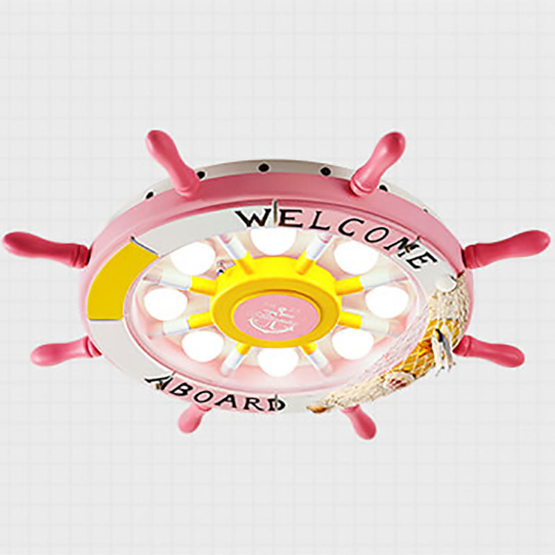 Creative Cartoon Plastic Sailboat Helmsman LED Flush Mount Ceiling Light Cuvalon