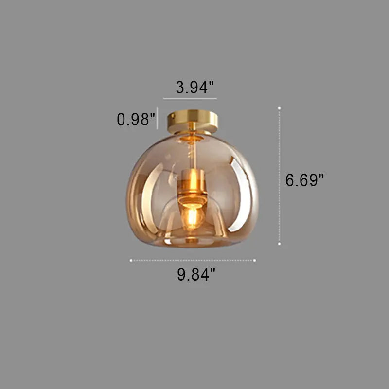 Nordic Light Luxury Round Glass Ball 1-Light Semi-Flush Mount Ceiling Light Cuvalon