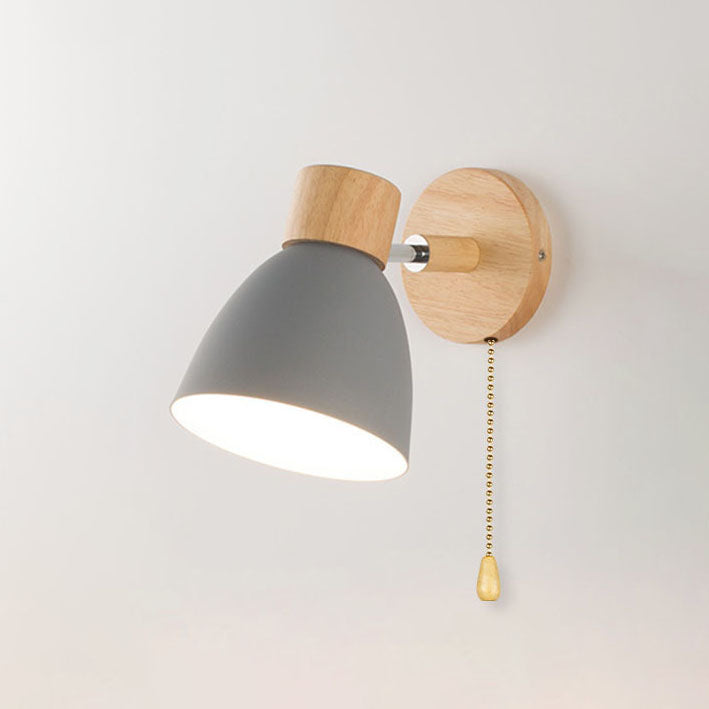 Modern Minimalist Solid Color Macaron Iron Wood 1-Light Wall Sconce Lamp Cuvalon
