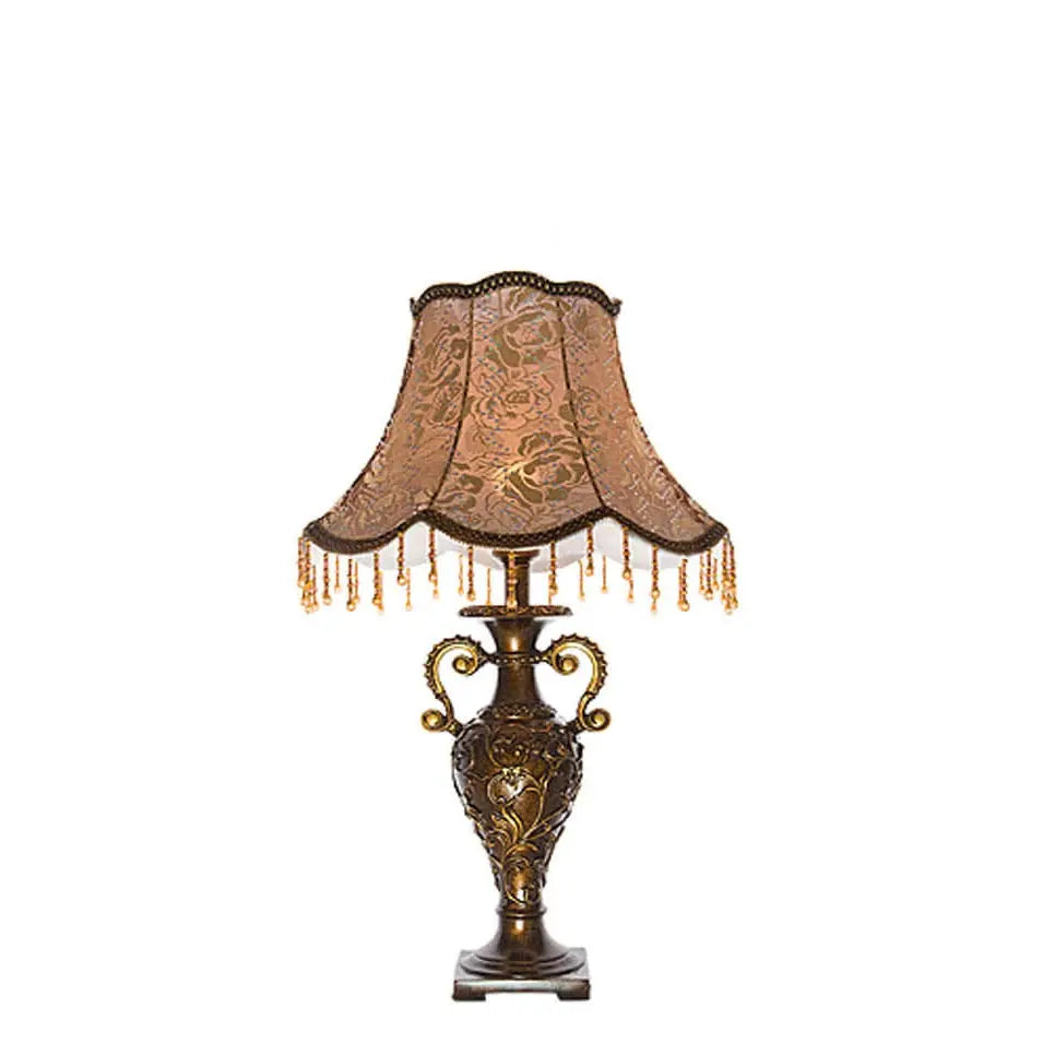 European Vintage Fabric Antique 1-Light Table Lamp Cuvalon