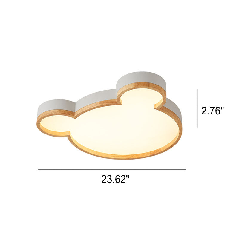 Nordic Wood Bear Shape LED Kids Flush Mount Ceiling Light Cuvalon