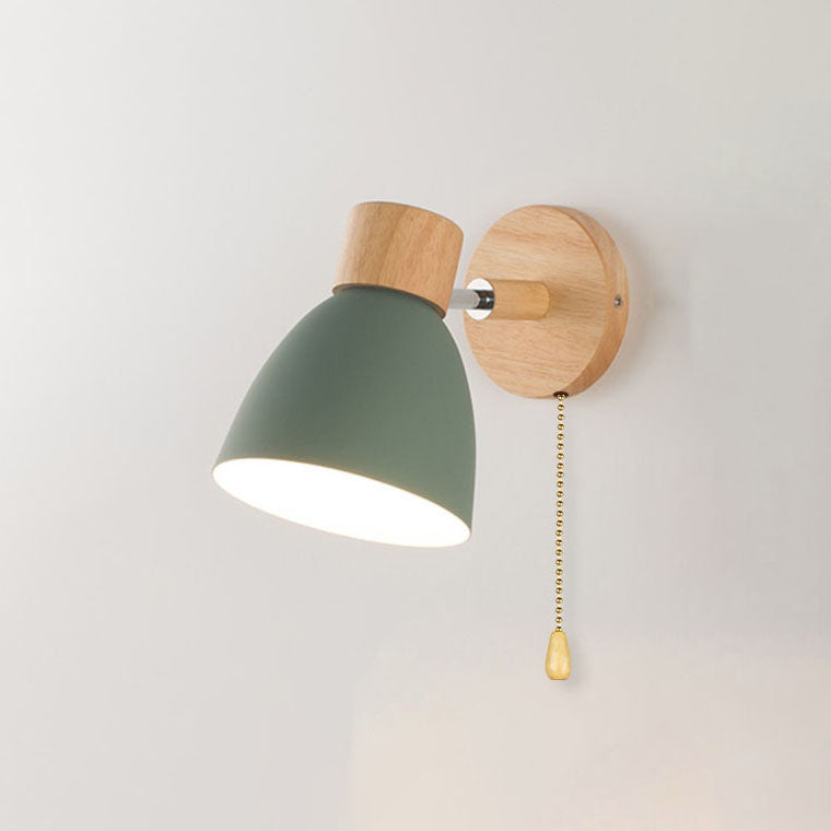 Modern Minimalist Solid Color Macaron Iron Wood 1-Light Wall Sconce Lamp Cuvalon