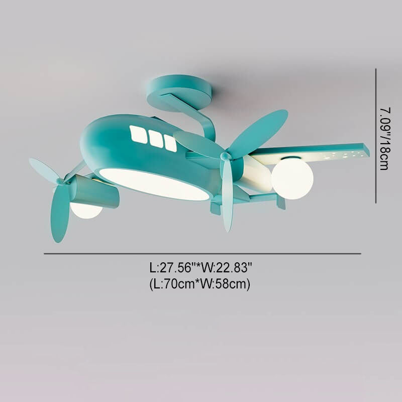 Nordic Creative Kids Cartoon Wrought Iron Airplane LED Pendant Light Cuvalon
