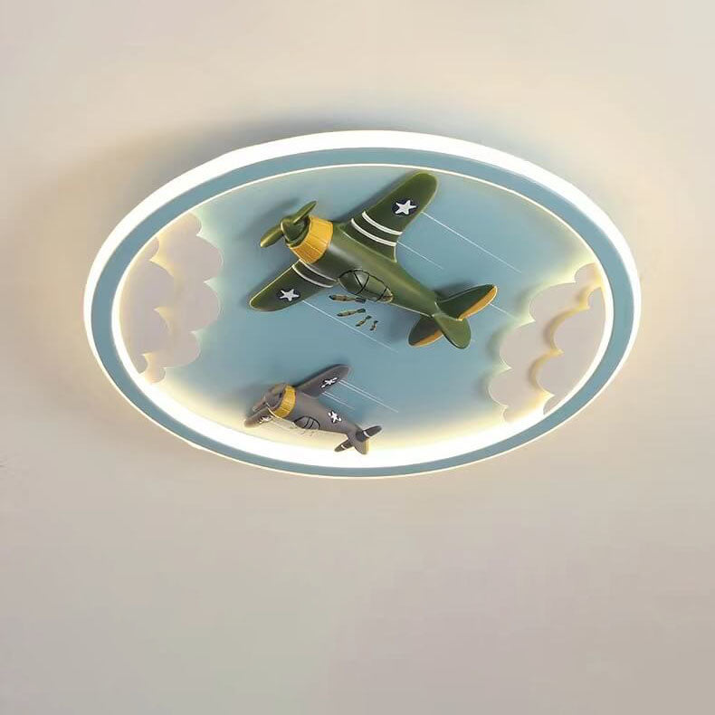 Modern Cartoon Resin Airplane Pegasus Acrylic Shade LED Kids Flush Mount Ceiling Light Cuvalon