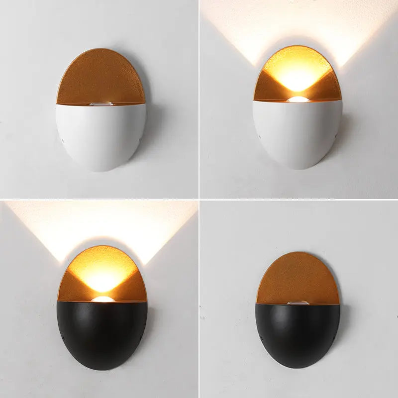 Modern Minimalist Oval Shape Aluminum Outdoor Waterproof LED Wall Sconce Lamp Cuvalon