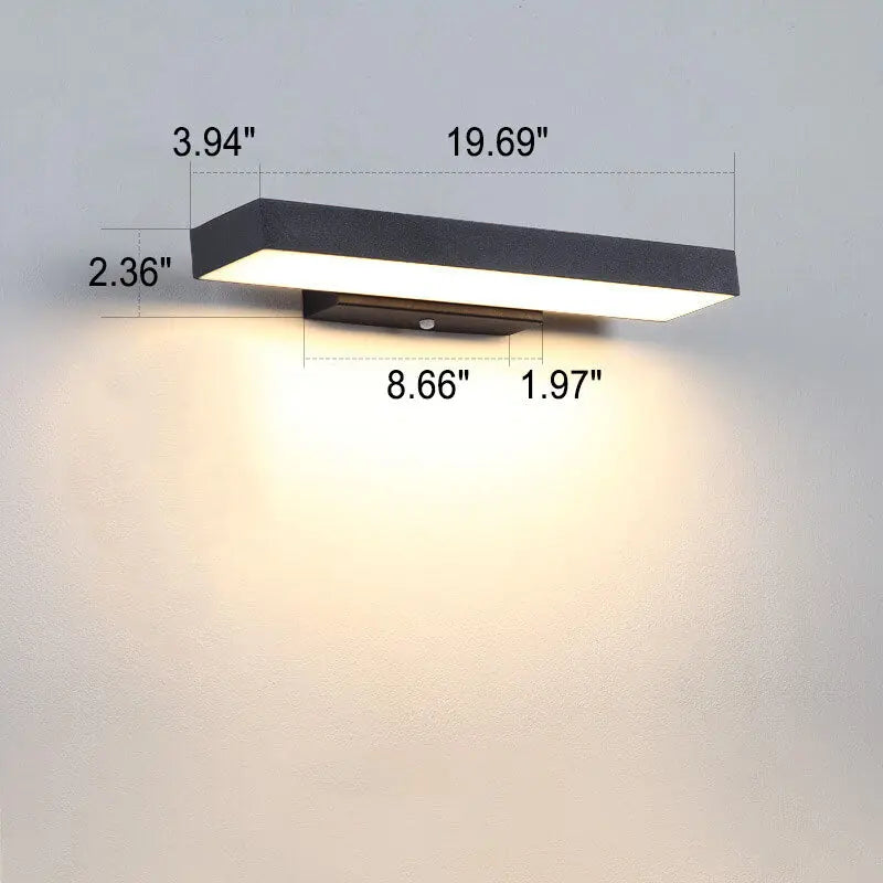 Modern Minimalist Rectangular Flat LED Sensor Outdoor Waterproof Wall Sconce Lamp Cuvalon