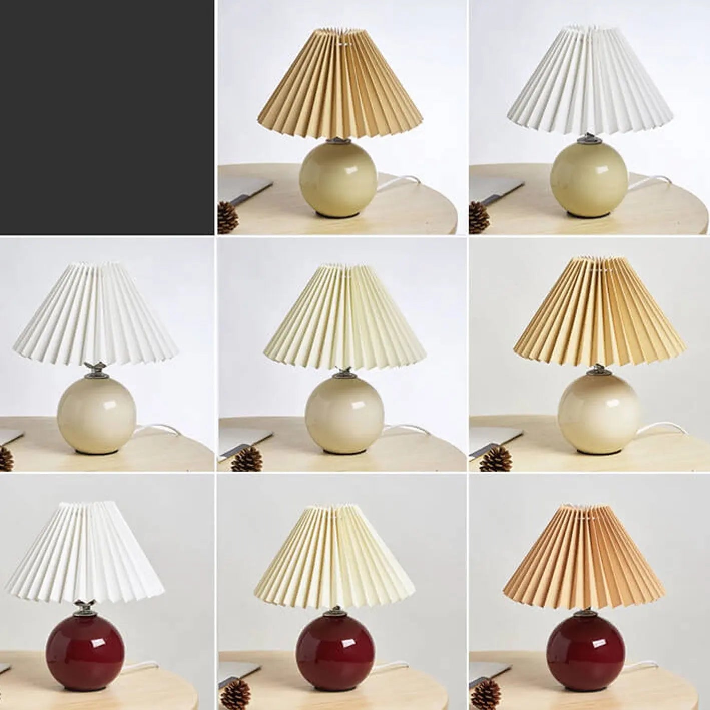 Nordic Minimalist Ceramic Pleated 1-Light Table Lamp Cuvalon