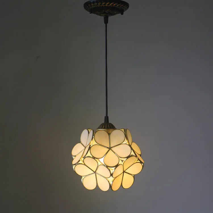 Vintage Stained Glass Petal 1-Light Pendant Light Cuvalon