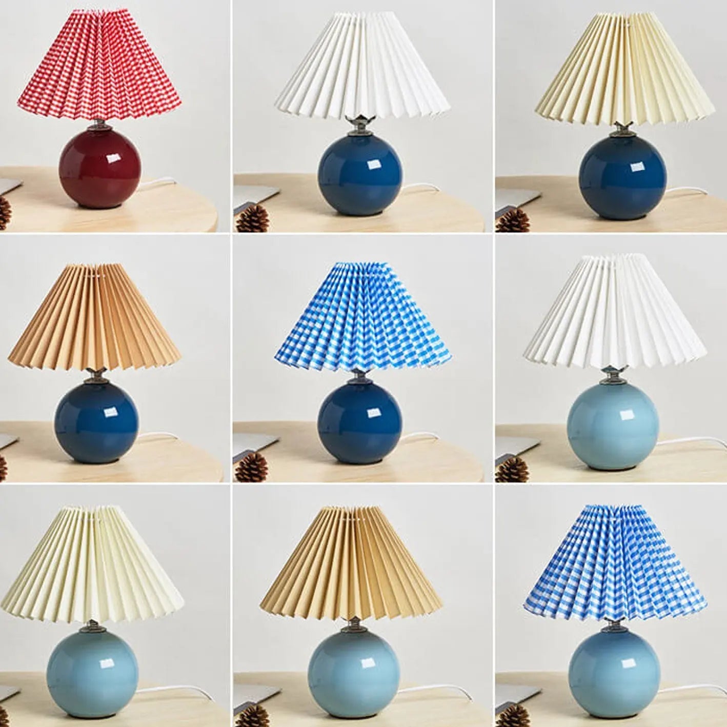 Nordic Minimalist Ceramic Pleated 1-Light Table Lamp Cuvalon