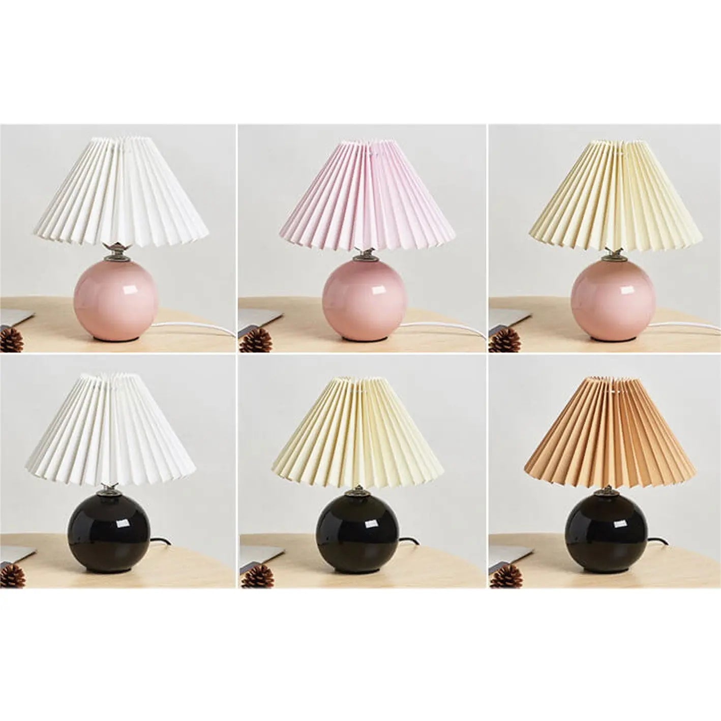 Nordic Minimalist Ceramic Pleated 1-Light Table Lamp Cuvalon