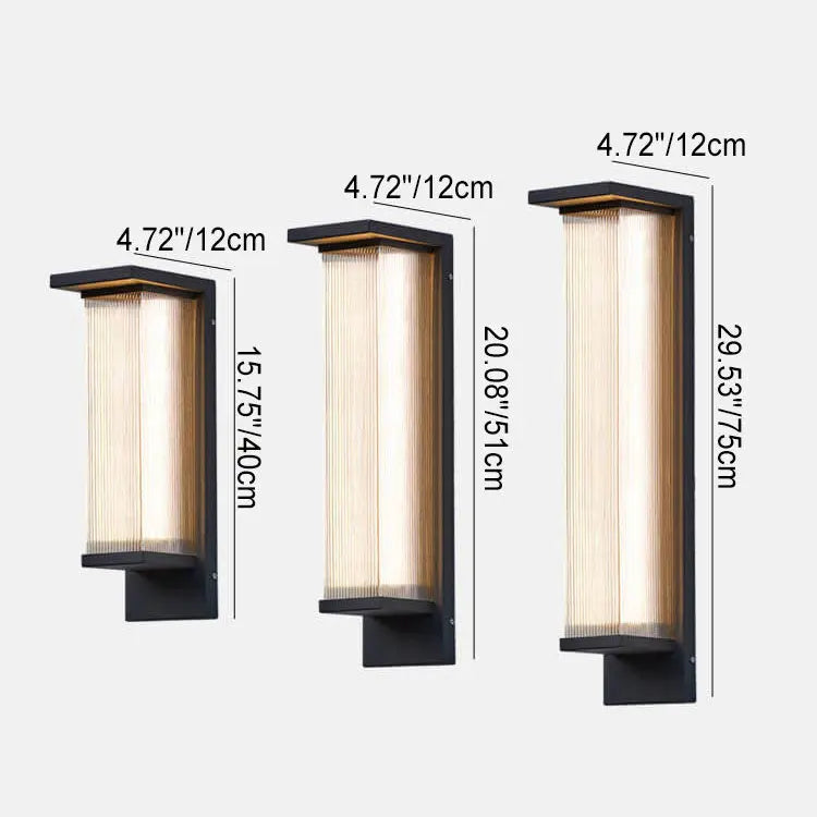 Industrial Waterproof Rectangular PC Striped Shade LED Outdoor Wall Sconce Lamp Cuvalon