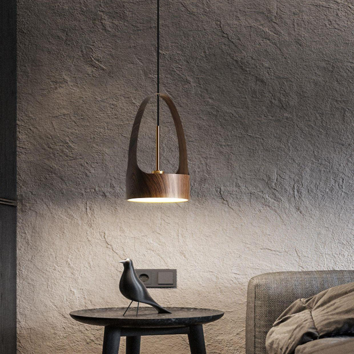 Contemporary Scandinavian Round Iron Acrylic LED Pendant Light For Bedroom Cuvalon