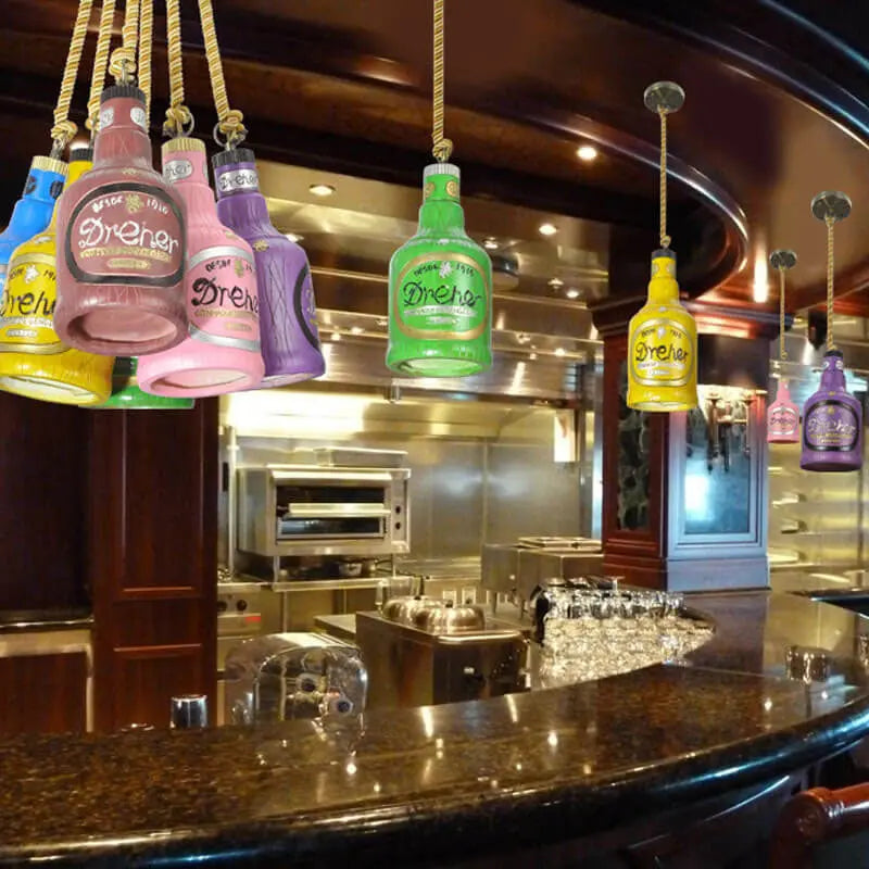 Contemporary Industrial Colorful Bottle Resin 1-Light Pendant Light Cuvalon