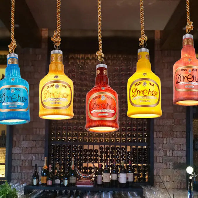 Contemporary Industrial Colorful Bottle Resin 1-Light Pendant Light Cuvalon