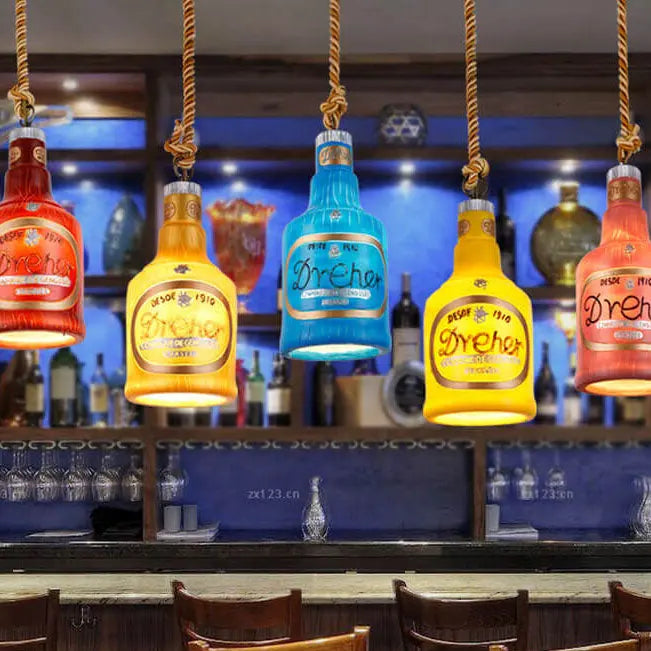 Contemporary Industrial Colorful Bottle Resin 1-Light Pendant Light Cuvalon