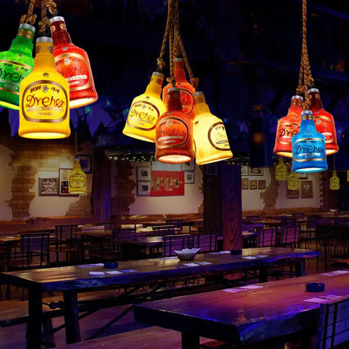 Contemporary Industrial Colorful Bottle Resin 1-Light Pendant Light Cuvalon
