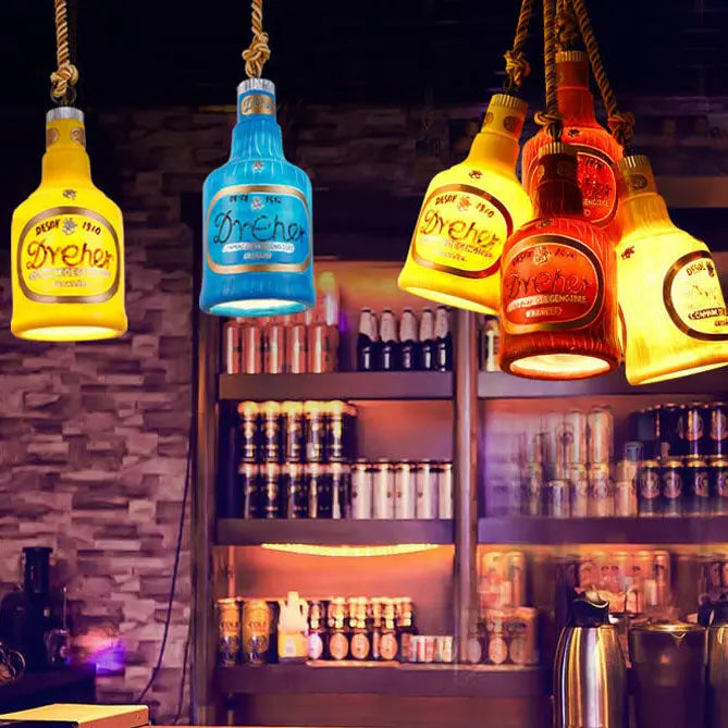 Contemporary Industrial Colorful Bottle Resin 1-Light Pendant Light Cuvalon