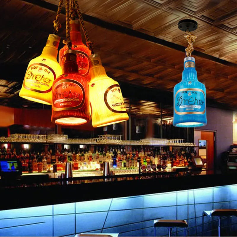 Contemporary Industrial Colorful Bottle Resin 1-Light Pendant Light Cuvalon