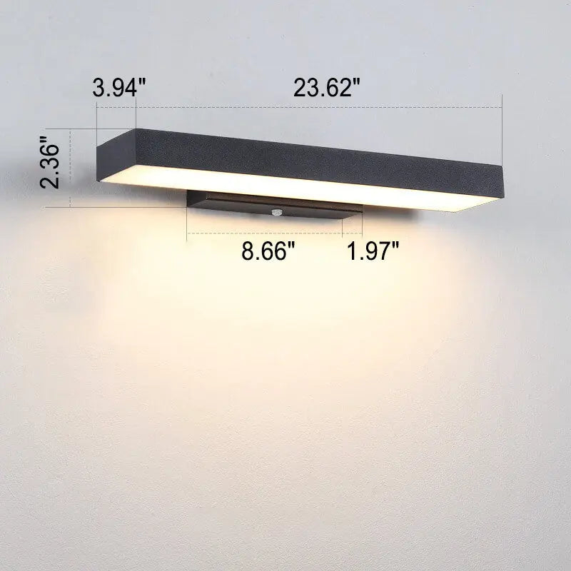 Modern Minimalist Rectangular Flat LED Sensor Outdoor Waterproof Wall Sconce Lamp Cuvalon