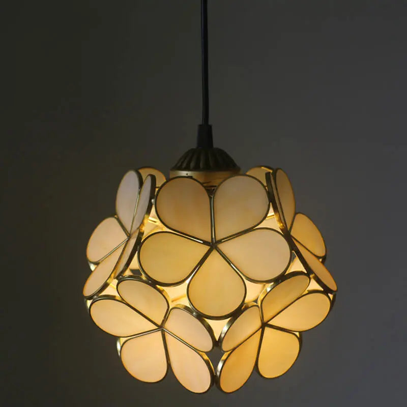 Vintage Stained Glass Petal 1-Light Pendant Light Cuvalon
