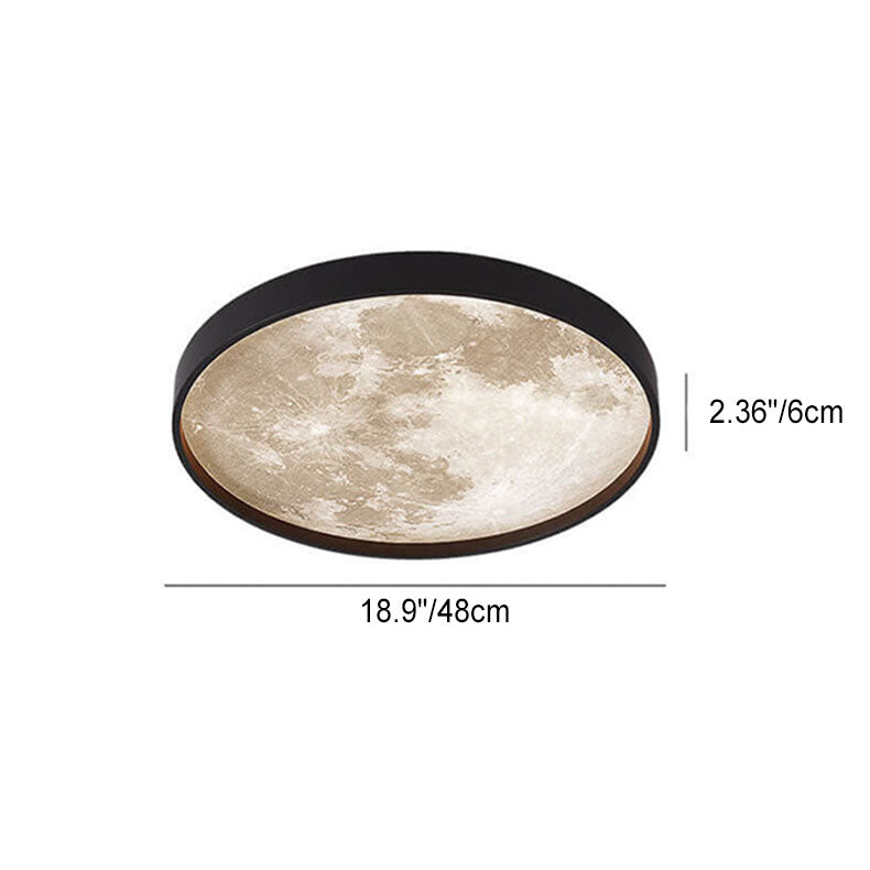 Nordic Creative Moon Round LED Flush Mount Ceiling Light Cuvalon