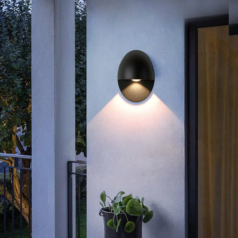 Modern Minimalist Oval Shape Aluminum Outdoor Waterproof LED Wall Sconce Lamp Cuvalon